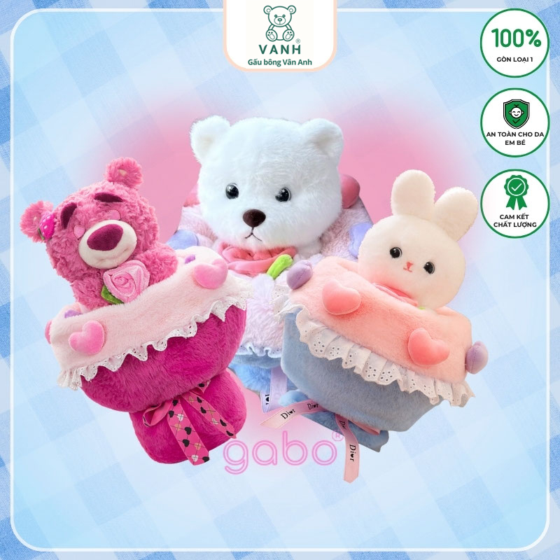 Bó Hoa Thỏ Bông 2in1 Đổi Được 2 Kiểu Kèm Túi Và Đèn 9 bo hoa tho bong 2in1 1 2