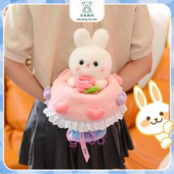 Bó Hoa Thỏ Bông 2in1 Đổi Được 2 Kiểu Kèm Túi Và Đèn 2 bó hoa thỏ bông 2in1