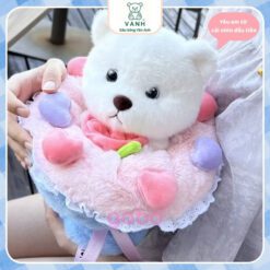 Bó Hoa Thỏ Bông 2in1 Đổi Được 2 Kiểu Kèm Túi Và Đèn 1 bó hoa thỏ bông 2in1