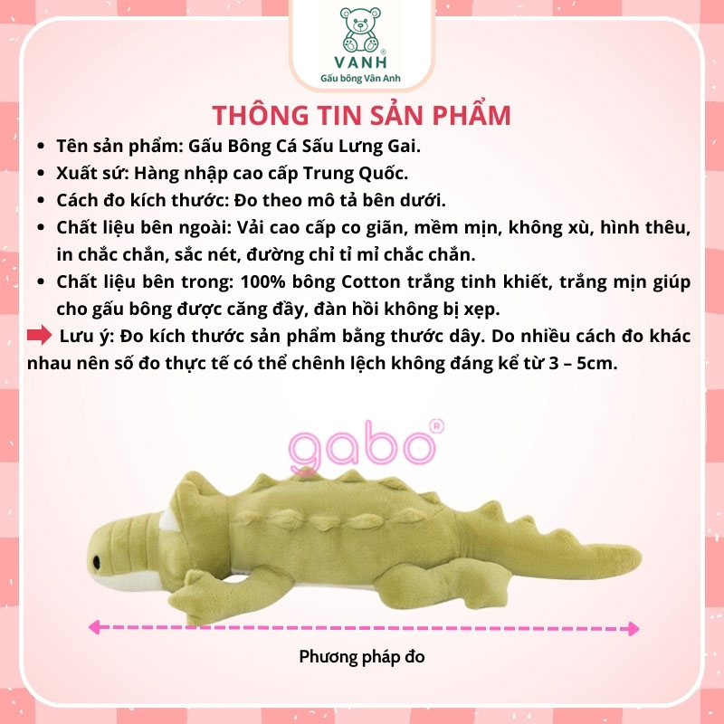 Gấu Bông Cá Sấu Lưng Gai Siêu To Khổng Lồ Có Khoá Kéo 9 ca sau lung gai 8