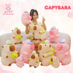 Gấu Bông Capybara Hồng Balo Bóng Chày - Chuột Lang Hồng