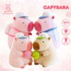 Gấu Bông Capybara Hồng Balo Bóng Chày - Chuột Lang Hồng