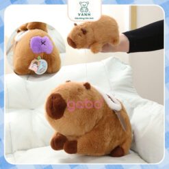 Gấu Bông Capybara Cõng Con, Chuột Lang Đôi Có Dây Rút