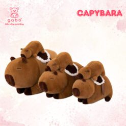 Gấu Bông Capybara Cõng Con, Chuột Lang Đôi Có Dây Rút 5 Gấu Bông Capybara Cõng Con, Chuột Lang Đôi Có Dây Rút