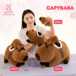 Gấu Bông Capybara Cõng Con, Chuột Lang Đôi Có Dây Rút 4 Gấu Bông Capybara Cõng Con, Chuột Lang Đôi Có Dây Rút