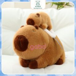 Gấu Bông Capybara Cõng Con, Chuột Lang Đôi Có Dây Rút