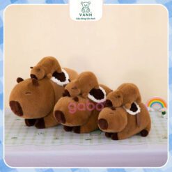 Gấu Bông Capybara Cõng Con, Chuột Lang Đôi Có Dây Rút