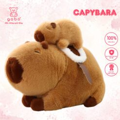 Gấu Bông Capybara Cõng Con, Chuột Lang Đôi Có Dây Rút