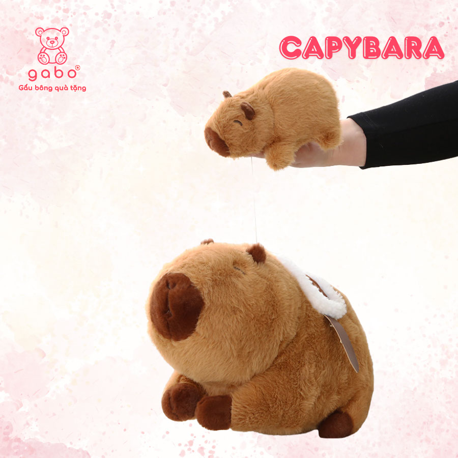 Gấu Bông Capybara Cõng Con, Chuột Lang Đôi Có Dây Rút 11 Gấu Bông Capybara Cõng Con, Chuột Lang Đôi Có Dây Rút