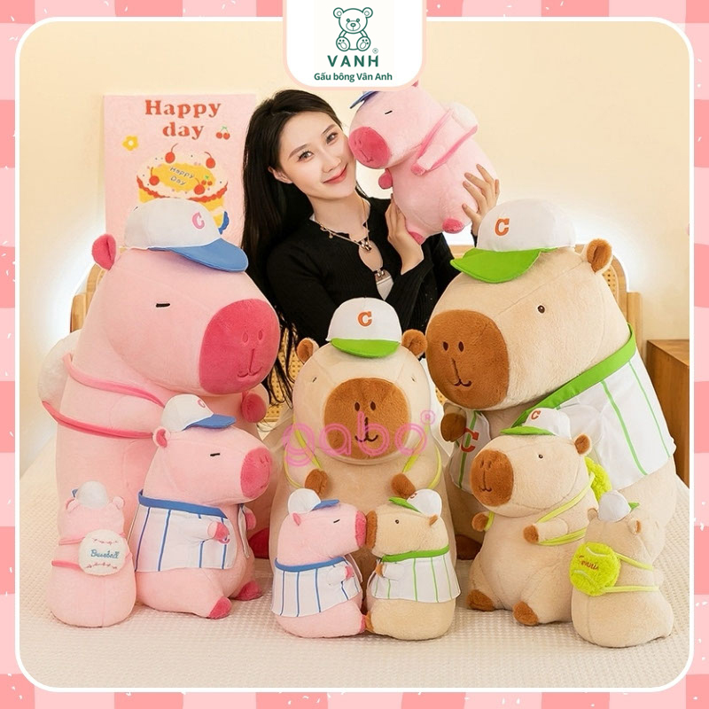 Xưởng sản xuất kinh doanh thú bông quà tặng Quảng Châu cao cấp Gấu Bông Capybara Hồng Balo Bóng Chày - Chuột Lang Hồng