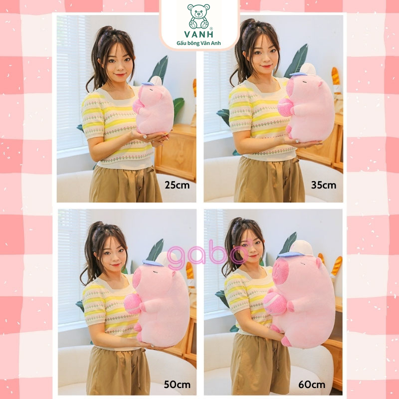 Gấu Bông Capybara Hồng Balo Bóng Chày - Chuột Lang Hồng 12 Gấu Bông Capybara Hồng Balo Bóng Chày - Chuột Lang Hồng