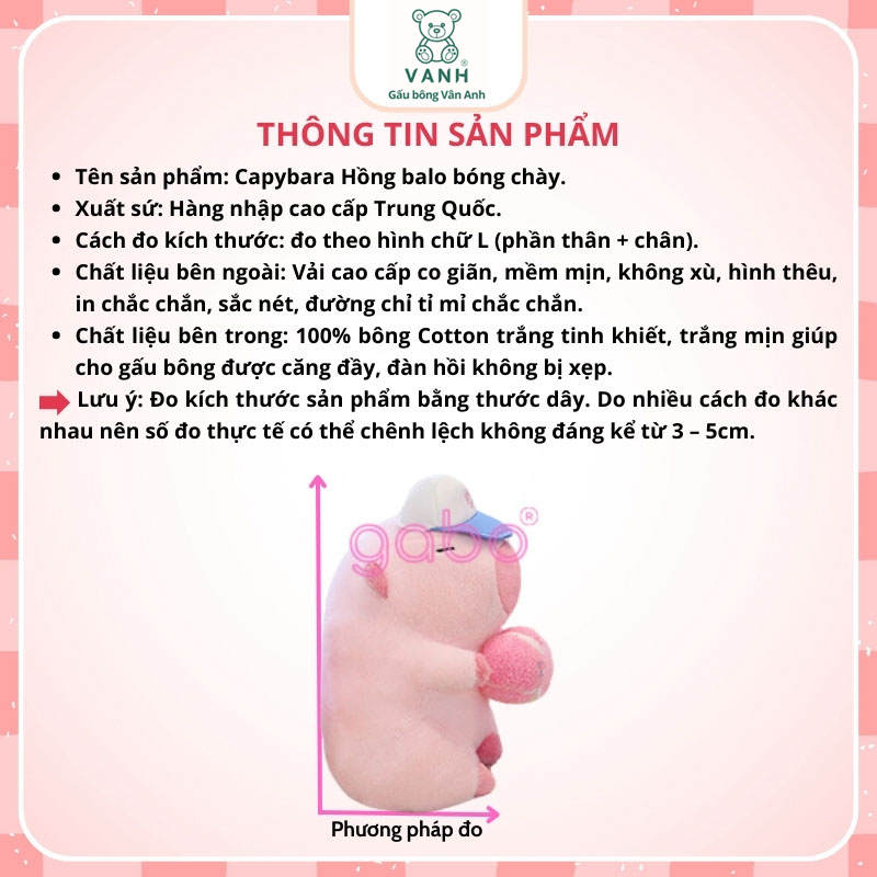 Xưởng sản xuất kinh doanh thú bông quà tặng Quảng Châu cao cấp Gấu Bông Capybara Hồng Balo Bóng Chày - Chuột Lang Hồng
