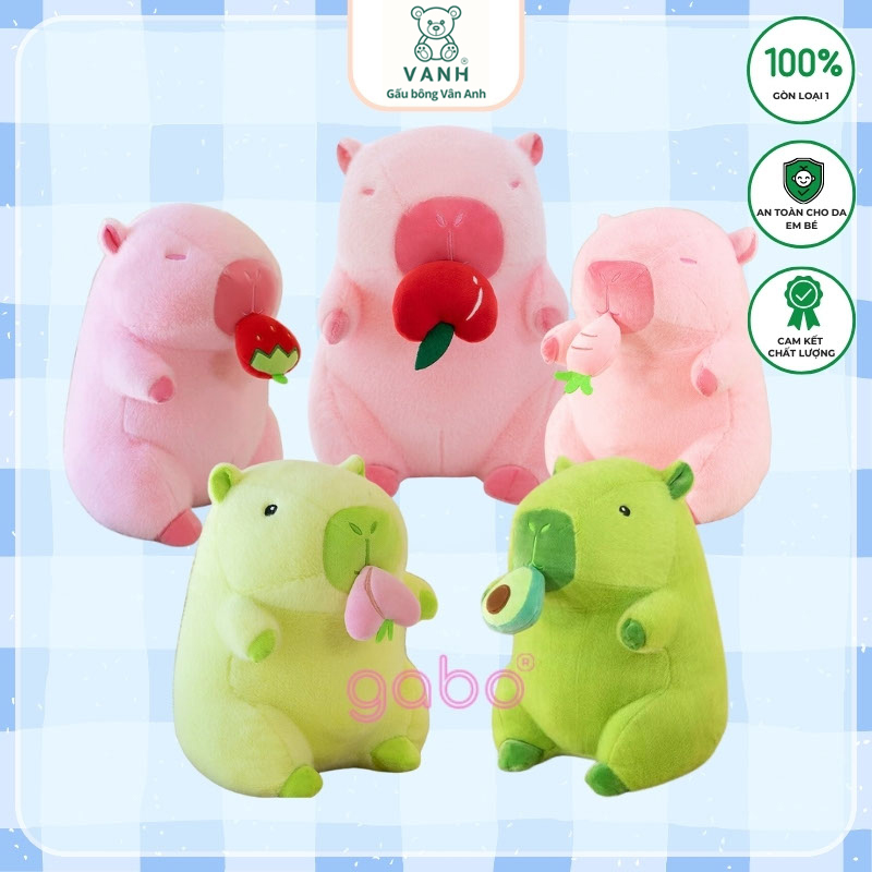 Gấu Bông Capybara Rút Trái Cây - Chuột Lang Xanh Rút Đào Bơ