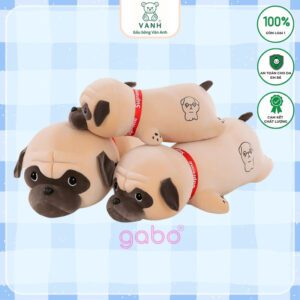Gấu Bông Chó Pug Nằm Cao Cấp , Gối Ôm Chó Pulldog Mặt Nhăn