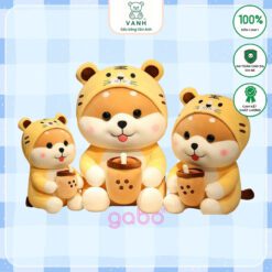 Gấu Bông Chó ShiBa Cosplay Cọp, Hổ ôm Trà sữa