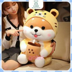 Gấu Bông Chó ShiBa Cosplay Cọp, Hổ ôm Trà sữa 2 Gấu Bông Chó ShiBa Cosplay Cọp, Hổ ôm Trà sữa