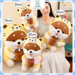 Gấu Bông Chó ShiBa Cosplay Cọp, Hổ ôm Trà sữa 3 Gấu Bông Chó ShiBa Cosplay Cọp, Hổ ôm Trà sữa