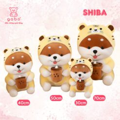 Gấu Bông Chó ShiBa Cosplay Cọp, Hổ ôm Trà sữa