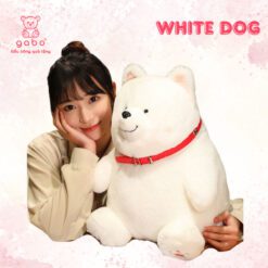 Gấu Bông Chó Trắng Ngồi Lông Siêu Mượt - Chó Shiba