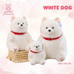 Gấu Bông Chó Trắng Ngồi Lông Siêu Mượt - Chó Shiba