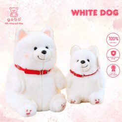 Gấu Bông Chó Trắng Ngồi Lông Siêu Mượt - Chó Shiba