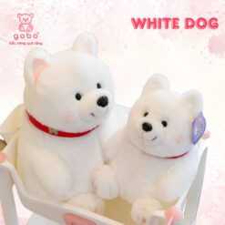 Gấu Bông Chó Trắng Ngồi Lông Siêu Mượt - Chó Shiba