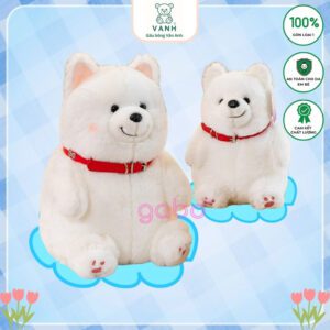 Gấu Bông Chó Trắng Ngồi Lông Siêu Mượt - Chó Shiba