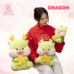 Gấu Bông Rồng Xanh Cầm Cá Rồng Con Vô Tri Siêu Cute