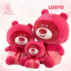 Gấu Bông Gấu Dâu Mũ Đeo Nơ, Hàng Quảng Châu Lông Mịn