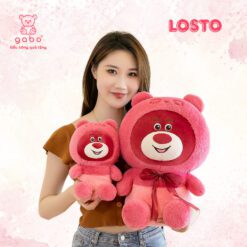 Gấu Bông Gấu Dâu Mũ Đeo Nơ, Hàng Quảng Châu Lông Mịn