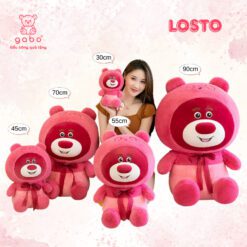 Gấu Bông Gấu Dâu Mũ Đeo Nơ, Hàng Quảng Châu Lông Mịn