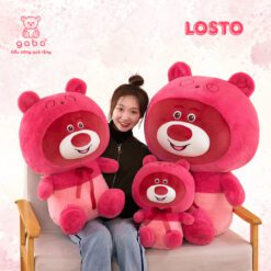 Gấu Bông Gấu Dâu Mũ Đeo Nơ, Hàng Quảng Châu Lông Mịn