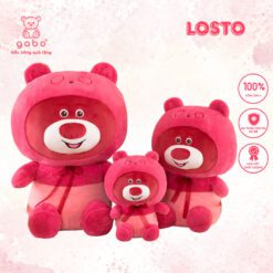 Gấu Bông Gấu Dâu Mũ Đeo Nơ, Hàng Quảng Châu Lông Mịn