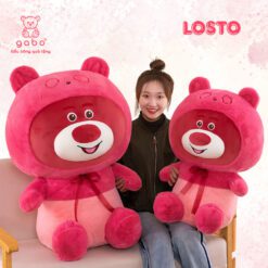 Gấu Bông Gấu Dâu Mũ Đeo Nơ, Hàng Quảng Châu Lông Mịn