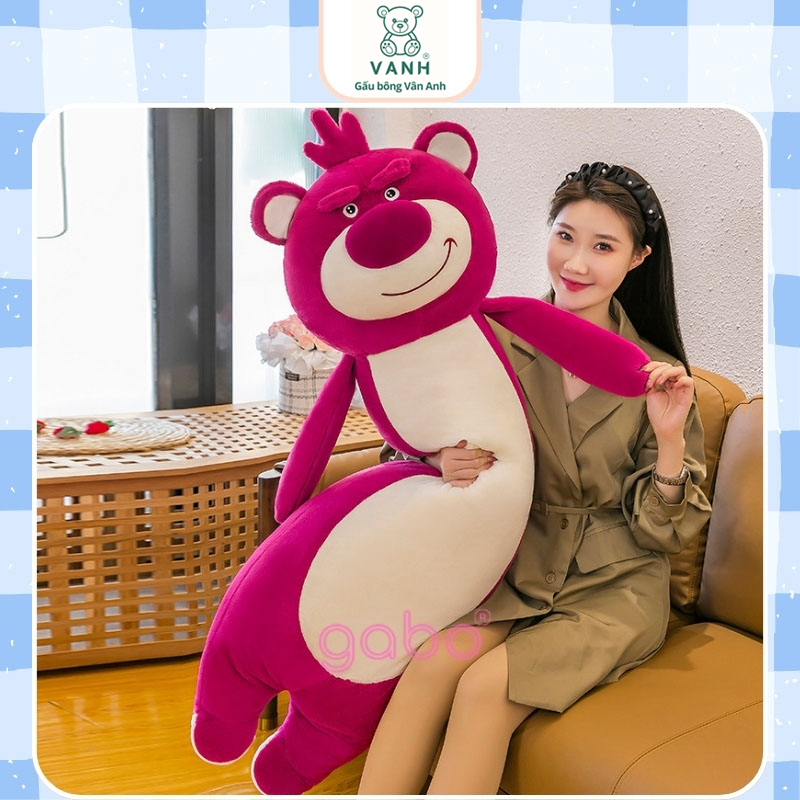 Xưởng sản xuất kinh doanh thú bông quà tặng Quảng Châu cao cấp Gấu Bông Gấu Dâu Đứng Dài Lotso, Gối Ôm Gấu Dâu