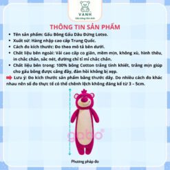 Gấu Bông Gấu Dâu Đứng Dài Lotso, Gối Ôm Gấu Dâu 7 Gấu Bông Gấu Dâu Đứng Dài Lotso, Gối Ôm Gấu Dâu