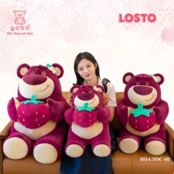 Gấu Bông Gấu Dâu Ôm Quả Dâu, Lotso Dâu Lông Mịn 6 Gấu Bông Gấu Dâu Ôm Quả Dâu, Lotso Dâu Lông Mịn