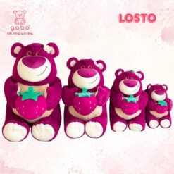 Gấu Bông Gấu Dâu Ôm Quả Dâu, Lotso Dâu Lông Mịn 5 Gấu Bông Gấu Dâu Ôm Quả Dâu, Lotso Dâu Lông Mịn