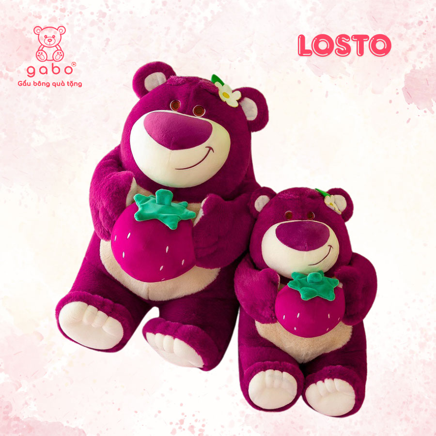 Gấu Bông Gấu Dâu Ôm Quả Dâu, Lotso Dâu Lông Mịn