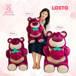 Gấu Bông Gấu Dâu Ôm Quả Dâu, Lotso Dâu Lông Mịn 3 Gấu Bông Gấu Dâu Ôm Quả Dâu, Lotso Dâu Lông Mịn
