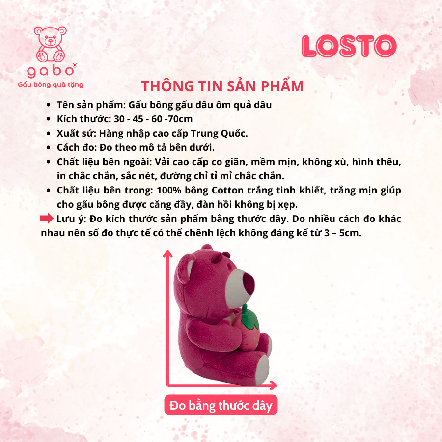 Gấu bông quà tặng gấu bông nhà làm gabo gấu bông q Gấu Bông Gấu Dâu Ôm Quả Dâu, Lotso Dâu Lông Mịn