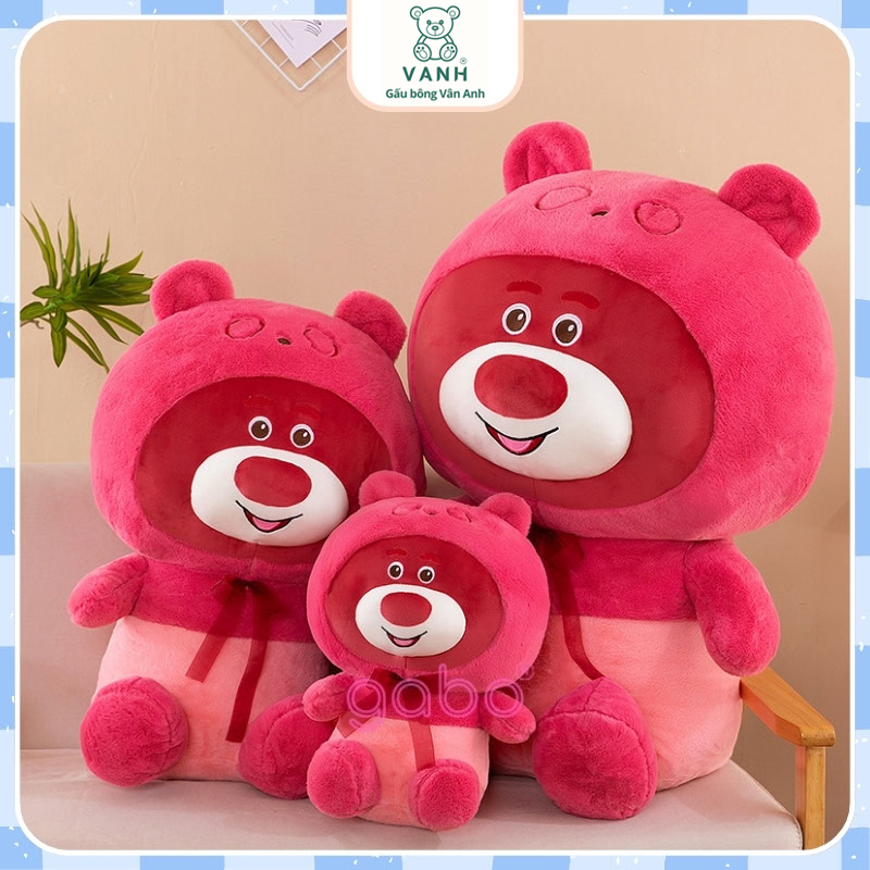 Xưởng sản xuất kinh doanh thú bông quà tặng Quảng Châu cao cấp Gấu Bông Gấu Dâu Mũ Đeo Nơ, Hàng Quảng Châu Lông Mịn