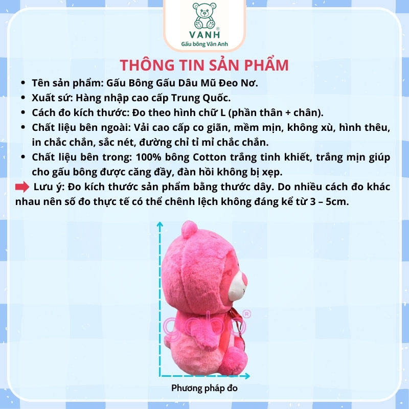 Xưởng sản xuất kinh doanh thú bông quà tặng Quảng Châu cao cấp Gấu Bông Gấu Dâu Mũ Đeo Nơ, Hàng Quảng Châu Lông Mịn