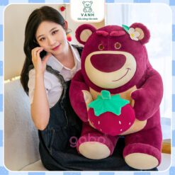 Gấu Bông Gấu Dâu Ôm Quả Dâu, Lotso Dâu Lông Mịn
