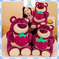 Gấu Bông Gấu Dâu Ôm Quả Dâu, Lotso Dâu Lông Mịn