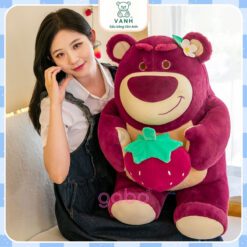Gấu Bông Gấu Dâu Ôm Quả Dâu, Lotso Dâu Lông Mịn