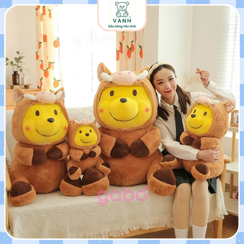 Xưởng sản xuất kinh doanh thú bông quà tặng Quảng Châu cao cấp Gấu Bông Gấu Pooh Đội Lốt Heo Cởi Được Nón