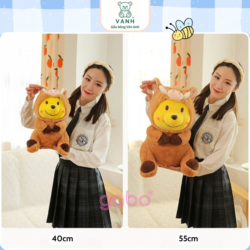 Xưởng sản xuất kinh doanh thú bông quà tặng Quảng Châu cao cấp Gấu Bông Gấu Pooh Đội Lốt Heo Cởi Được Nón