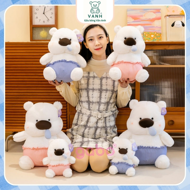 Xưởng sản xuất kinh doanh thú bông quà tặng Quảng Châu cao cấp Gấu Bông Gấu Trắng Chảy Mũi, Nước Mũi Kéo Ra Được