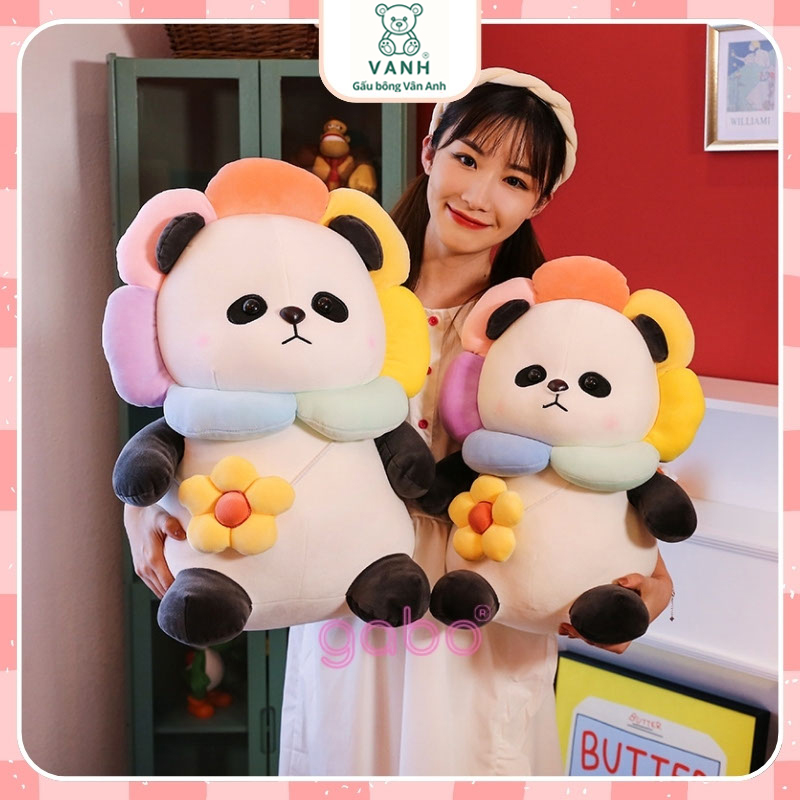 Xưởng sản xuất kinh doanh thú bông quà tặng Quảng Châu cao cấp Gấu Bông Gấu Trúc Đeo Túi Hoa, Panda Mặt Hoa Siêu Cute.